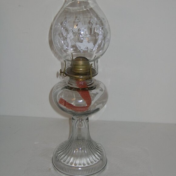 Antique Vintage EAGLE Clear Kerosene Oil Lamp 18"Tall w/Wick Great Condition!! B - Picture 1 of 6